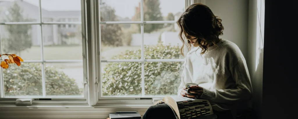 reading a book alone